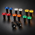 Les sept coloris d'embouts de guidon moto en aluminium : argent, or, rouge, orange, vert, bleu et noir
