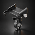 Support téléphone moto en aluminium noir, quatre bras réglables et collier de guidon